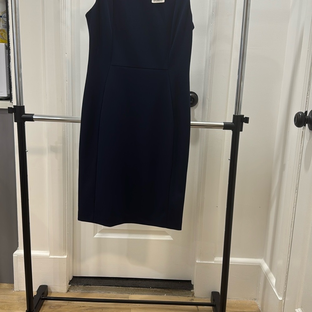Calvin Klein Blue Gold Strapless Sheath Dress